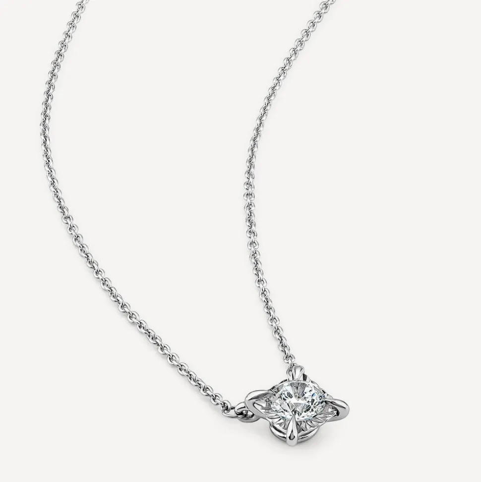 9ct White Gold 0.33ct Miracle Plate Solitaire Diamond Necklet
