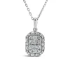9ct White Gold 0.20ct Octagonal Baguette & Round Cluster Diamond Pendant