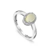 9ct White Gold 0.06ct Opal & Diamond Halo Ring