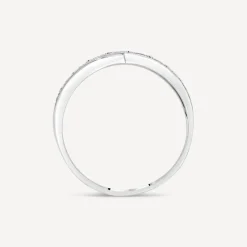 9ct White Gold 0.04ct Pave Diamond Four Strands Crossover Ring