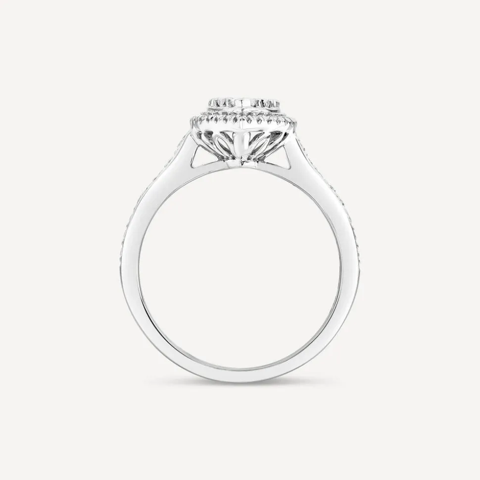 9ct White Gold 0.50ct Pear Cluster Engagement Ring