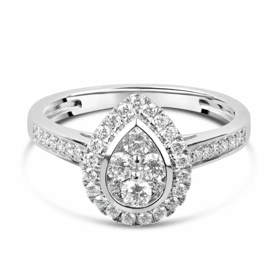 18ct White Gold 0.50ct Pear Diamond Cluster Ring