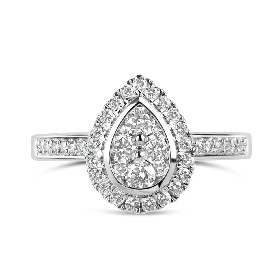 18ct White Gold 0.50ct Pear Diamond Cluster Ring