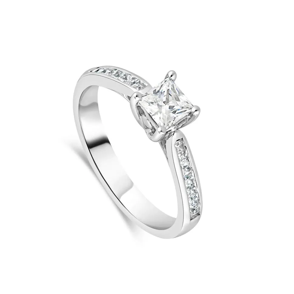 18ct White Gold 0.75ct Princess Diamond Tulip Setting Ring