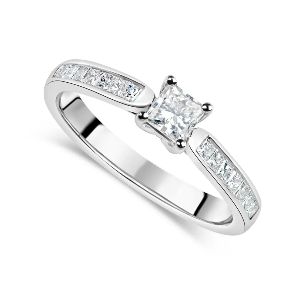 18ct White Gold 0.50ct Princess Diamond Tulip Setting Ring