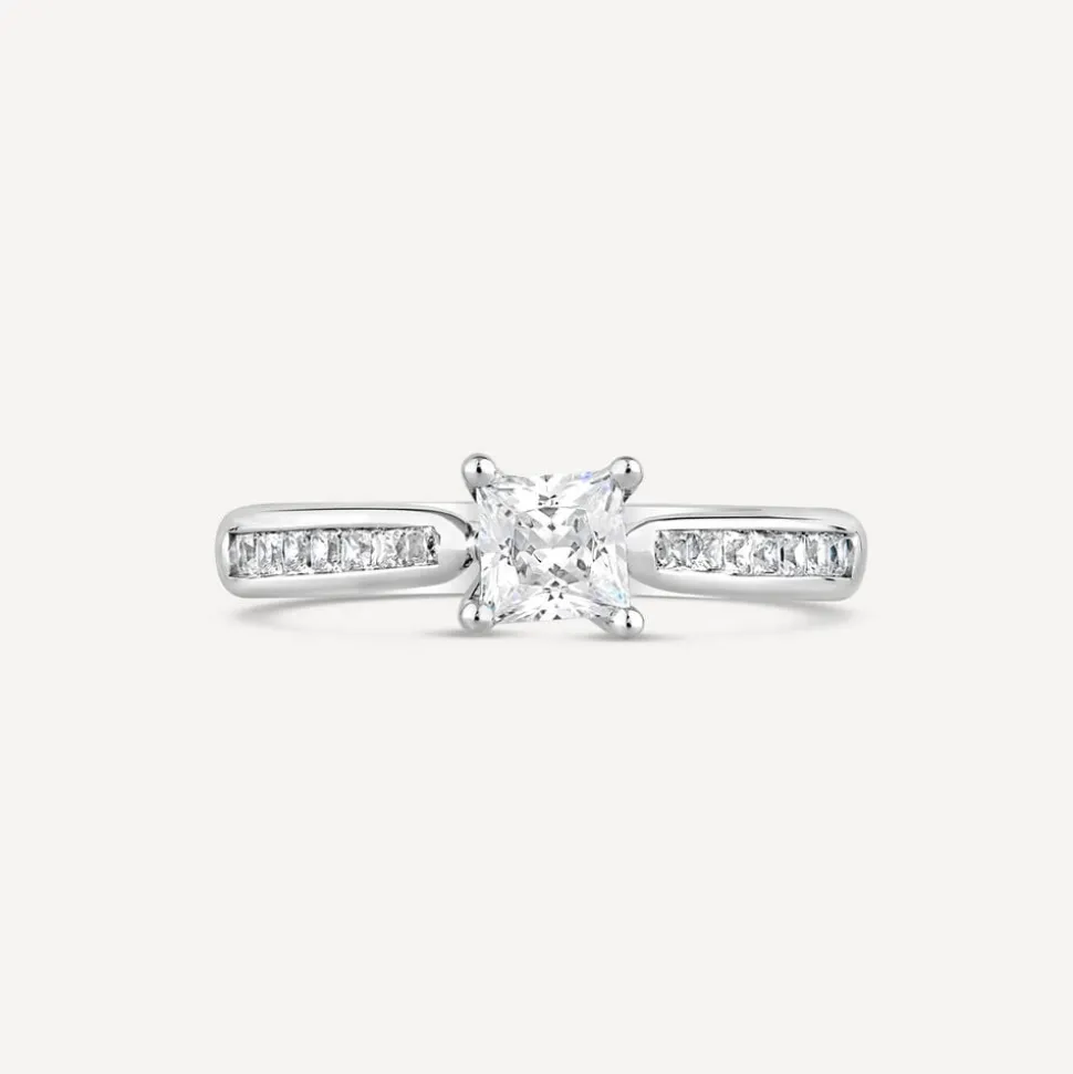 18ct White Gold 0.75ct Princess Diamond Tulip Setting Ring