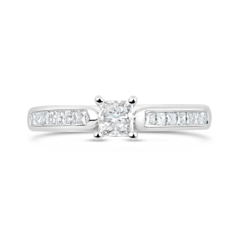 18ct White Gold 0.50ct Princess Diamond Tulip Setting Ring