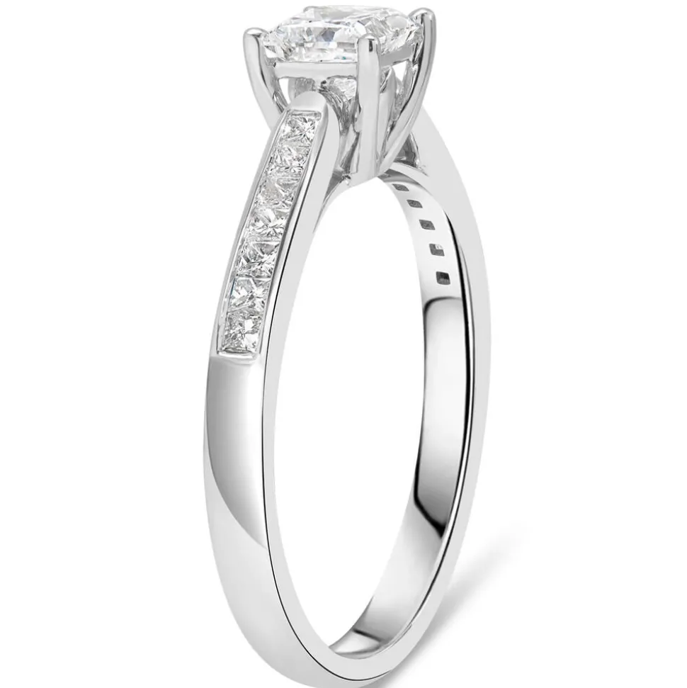 18ct White Gold 0.75ct Princess Diamond Tulip Setting Ring