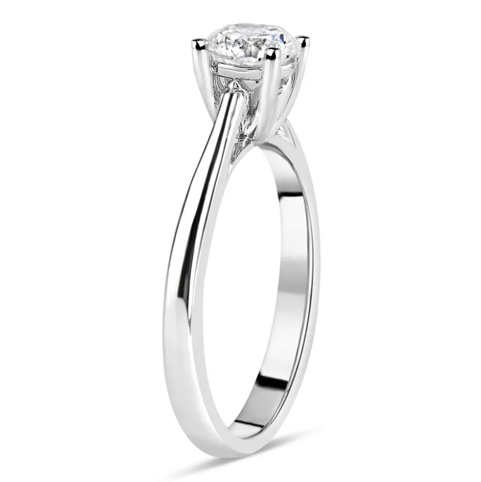 18ct White Gold 0.75ct Round Diamond Tulip Setting Ring