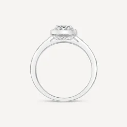 9ct White Gold 0.45ct Square Cluster Halo & Diamond Shoulders Bridal Set