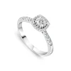 9ct White Gold 0.39ct Square Illusion Diamond Halo Shoulders Ring