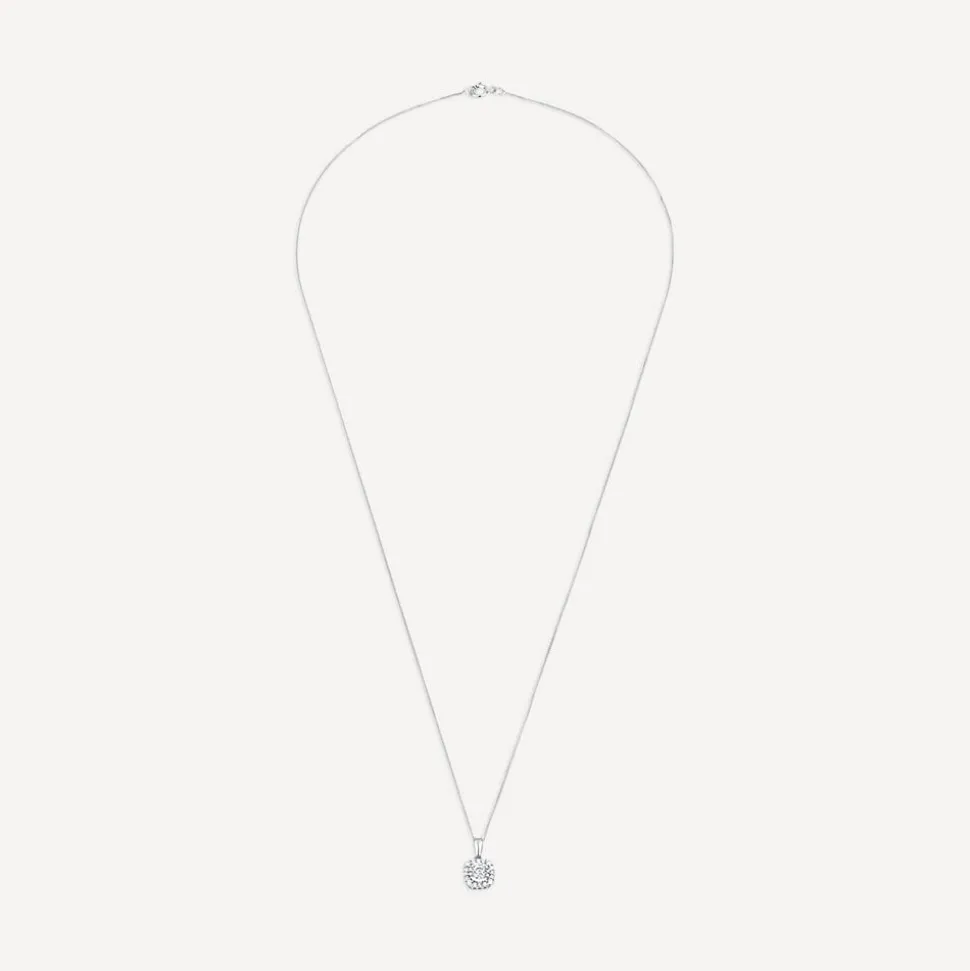9ct White Gold 0.26ct Square Illusion Diamond Halo Pendant