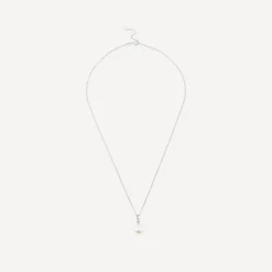 9ct White Gold 0.04ct Top Diamond & Freshwater Pearl Pendant