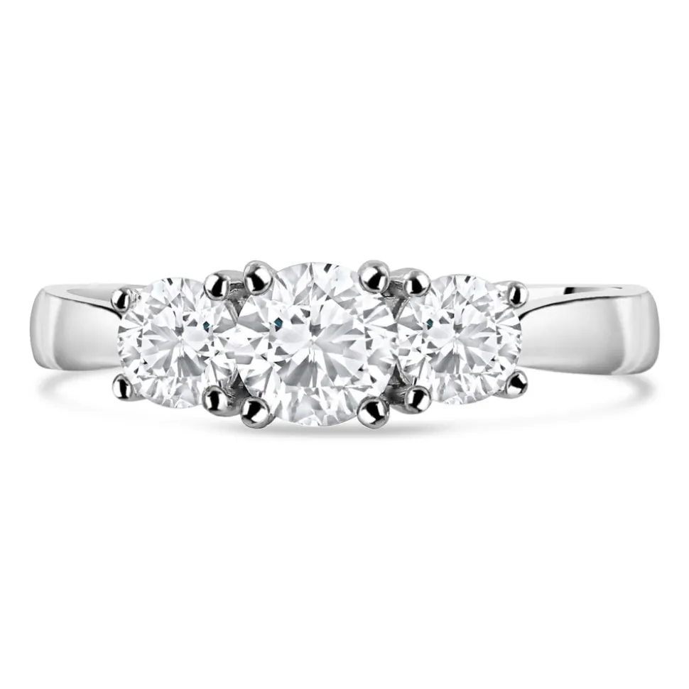 18ct White Gold 1.00ct Trilogy Diamond Tulip Setting Ring