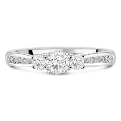 18ct White Gold 0.50ct Trilogy Diamond Tulip Setting Ring