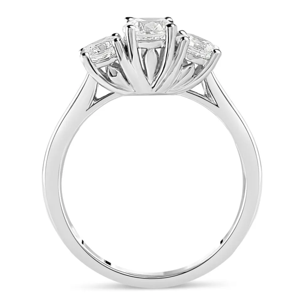 18ct White Gold 1.00ct Trilogy Diamond Tulip Setting Ring