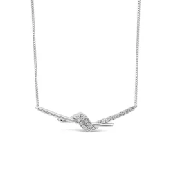 9ct White Gold 0.12ct Twisted Knot Hammock Necklet