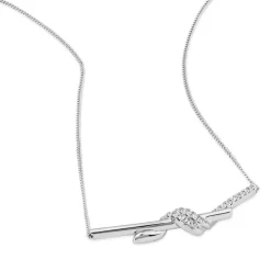 9ct White Gold 0.12ct Twisted Knot Hammock Necklet