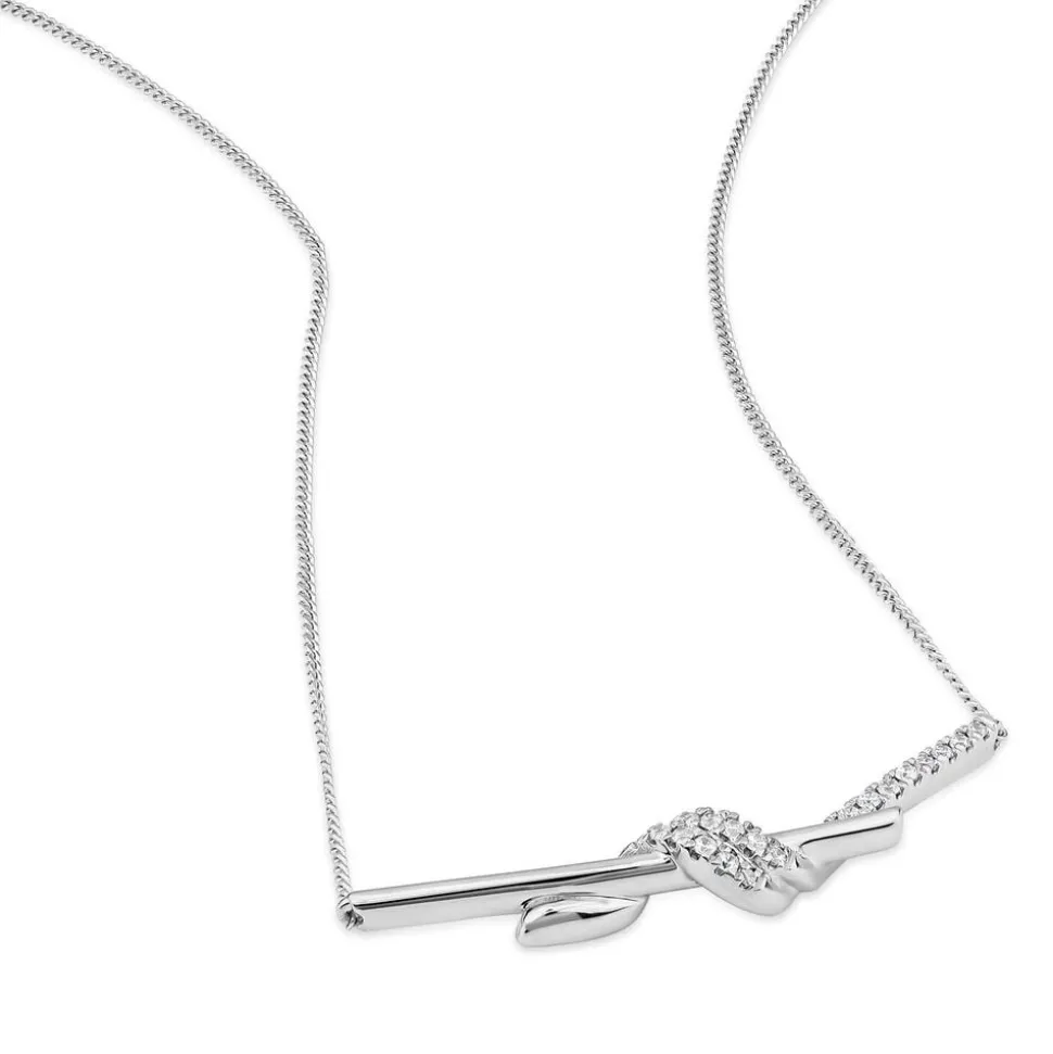 9ct White Gold 0.12ct Twisted Knot Hammock Necklet