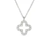 9ct White Gold Cubic Zirconia Set Open Clover Petal Pendant