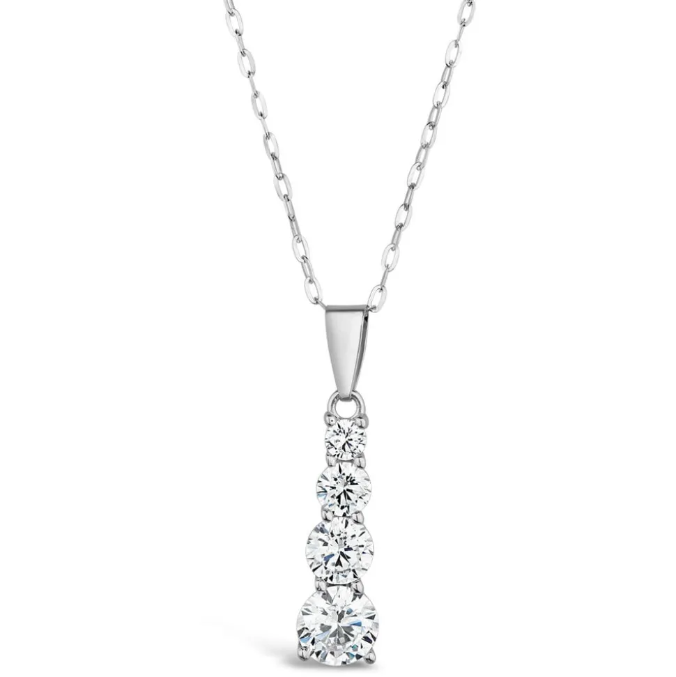 9ct White Gold Cubic Zirconia Pendant (Chain Included)