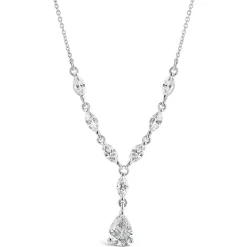 9ct White Gold Cubic Zirconia Tear Drop Pendant