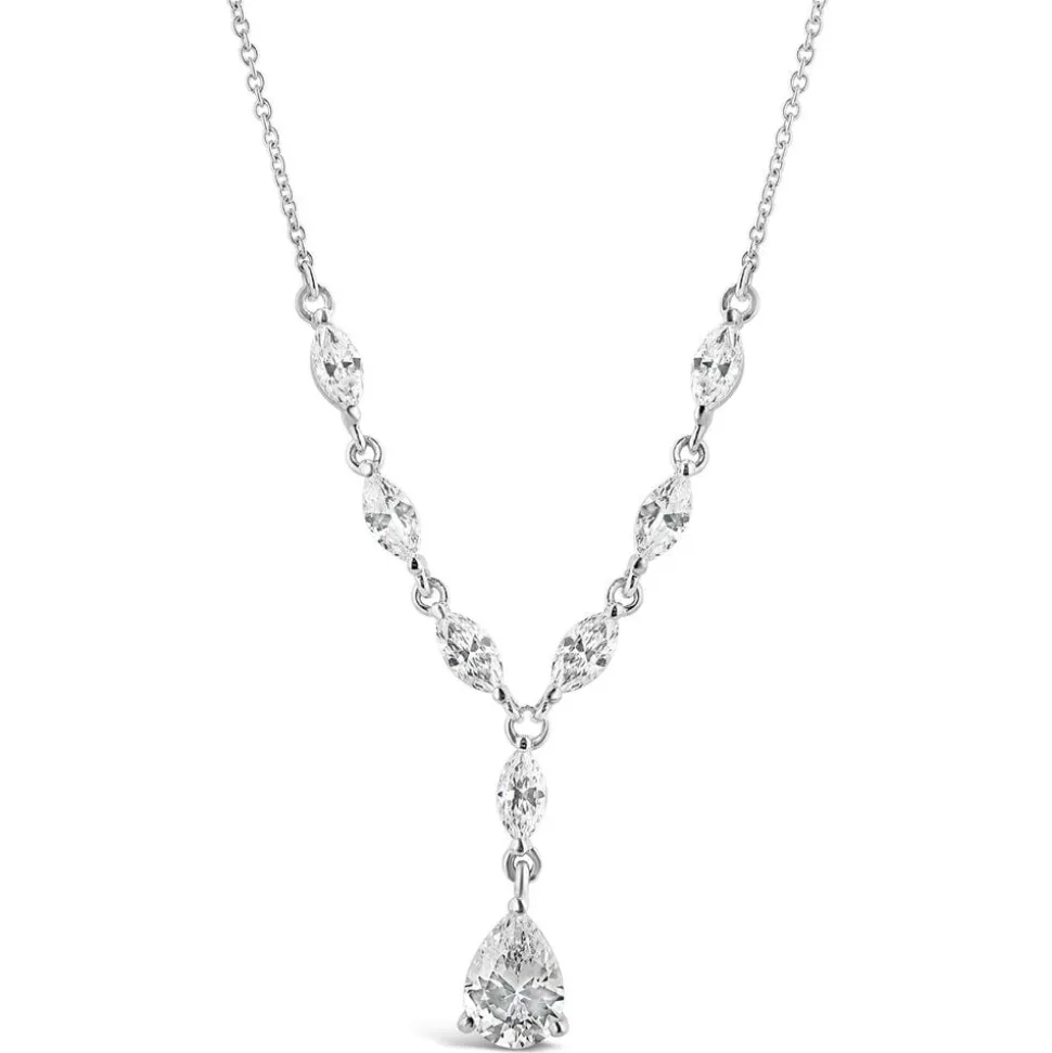 9ct White Gold Cubic Zirconia Tear Drop Pendant
