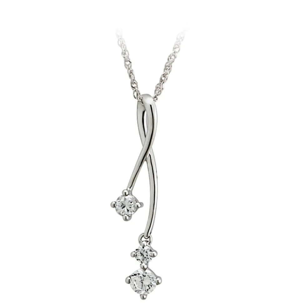 9ct White Gold Cubic Zirconia Pendant (Chain Included)