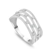 9ct White Gold Cubic Zirconia Set Four Strands Open Band Ring
