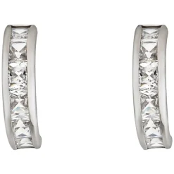 9ct White Gold Cubic Zirconia Hoop Earrings