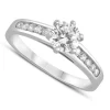 9ct White Gold Cubic Zirconia Solitaire with Cubic Zirconia Channel Shoulders Ring