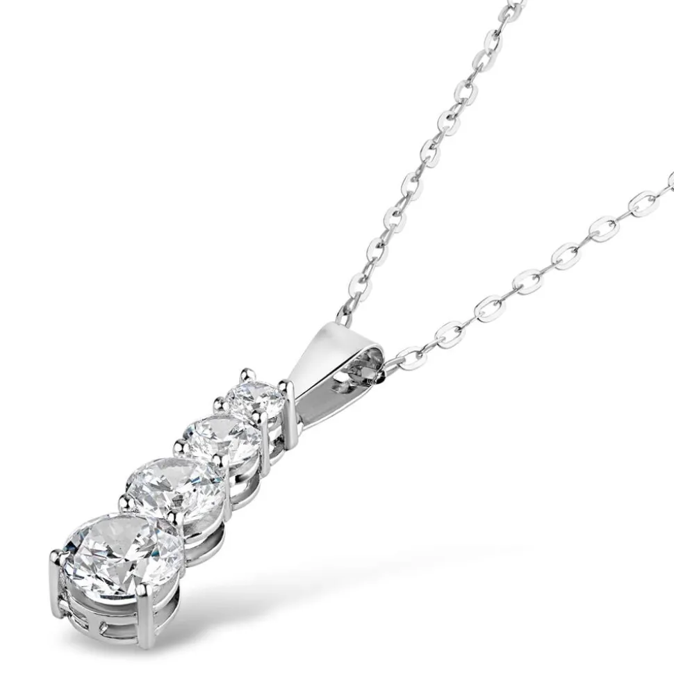 9ct White Gold Cubic Zirconia Pendant (Chain Included)