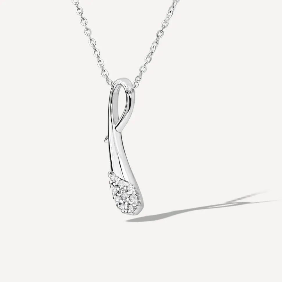 9ct White Gold Cubic Zirconia Ribbon Shaped Pendant
