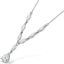 9ct White Gold Cubic Zirconia Tear Drop Pendant