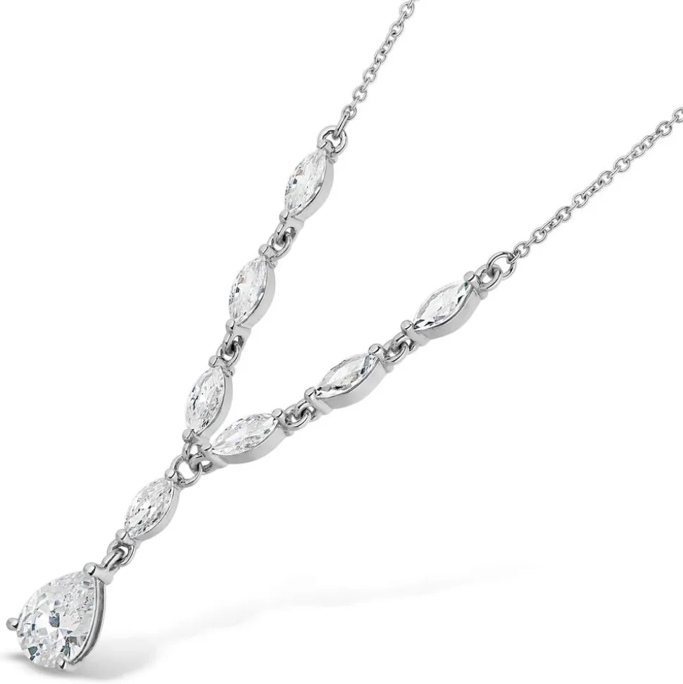 9ct White Gold Cubic Zirconia Tear Drop Pendant