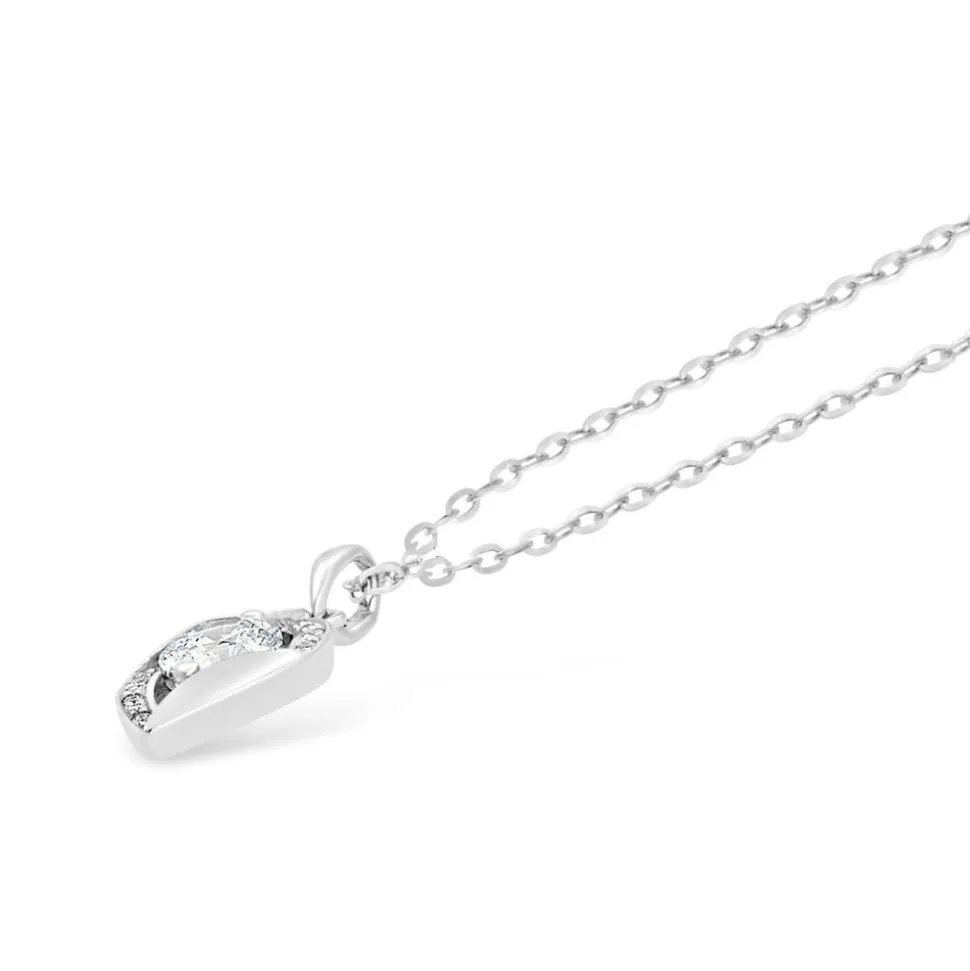 9ct White Gold Cubic Zirconia Pendant (Chain Included)