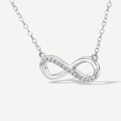 9ct White Gold Cubic Zirconia Set Infinity Necklet