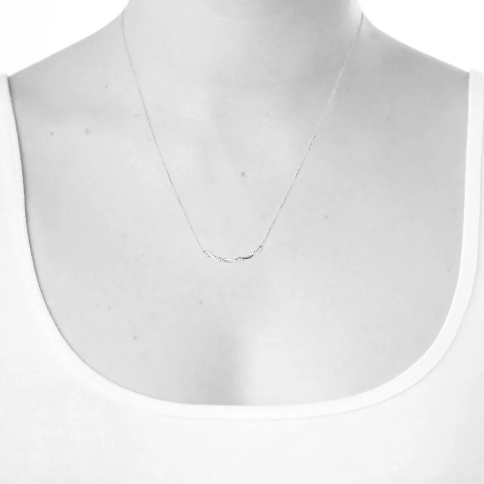 9ct White Gold Cubic Zirconia Plaited Curve Necklet