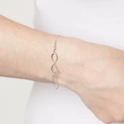 9ct White Gold Cubic Zirconia 'Love You' Infinity Bracelet