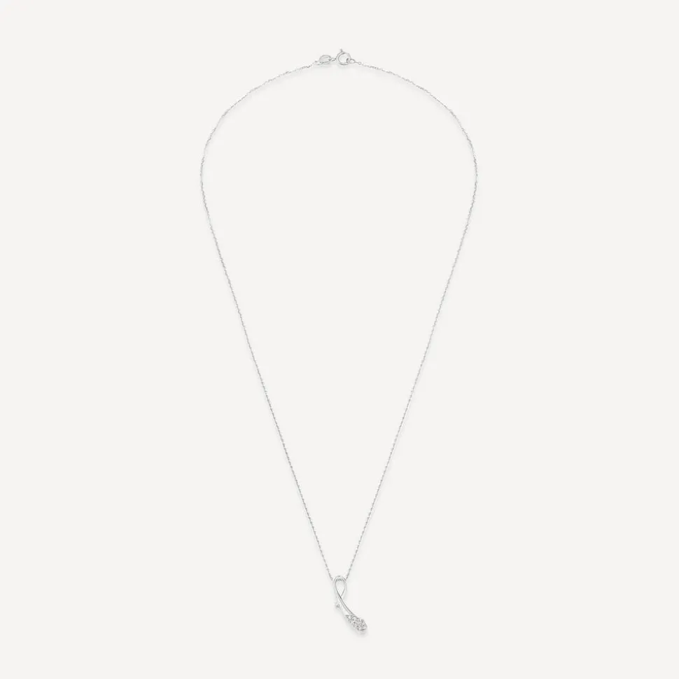 9ct White Gold Cubic Zirconia Ribbon Shaped Pendant