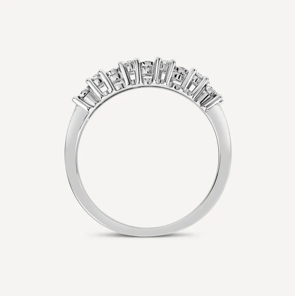 9ct White Gold Diamond Illusion Claw Set 0.25ct Diamond Eternity Ring
