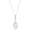 9ct White Gold Diamond Open Leaf Crossover Pendant