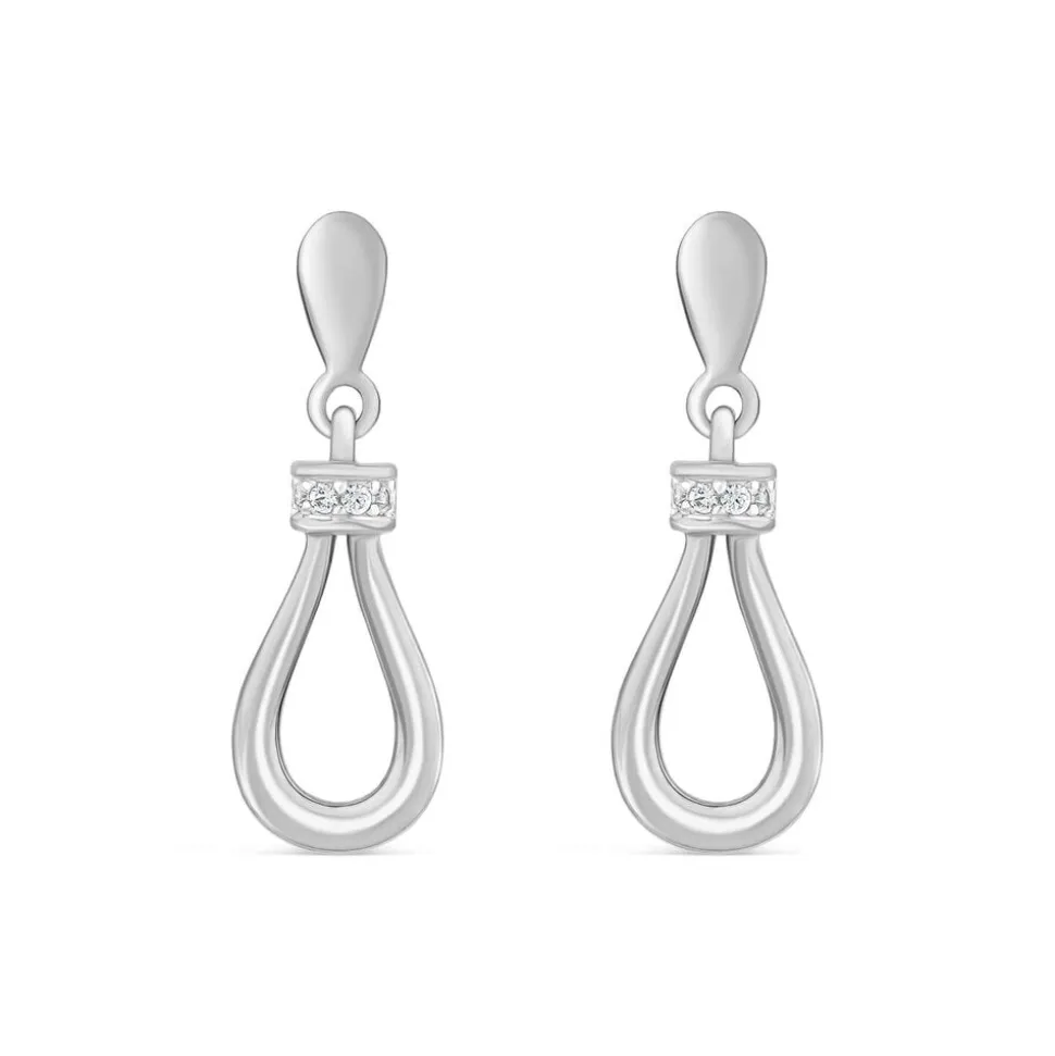 9ct White Gold Diamond Open Top Pear Drop Earrings