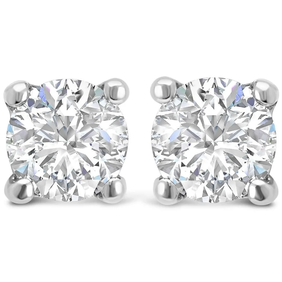 9ct White Gold Diamond Stud Earrings