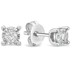 9ct White Gold Diamond Stud Earrings