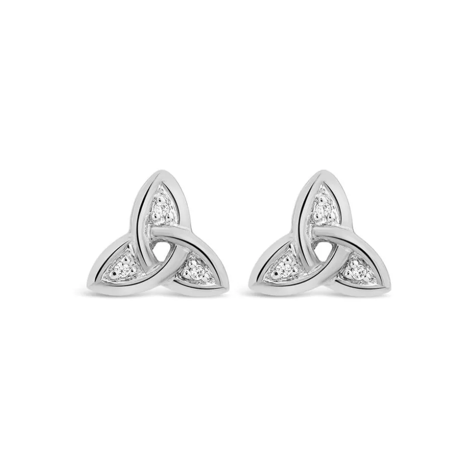 14ct White Gold Diamond Trinity Knot Stud Earrings