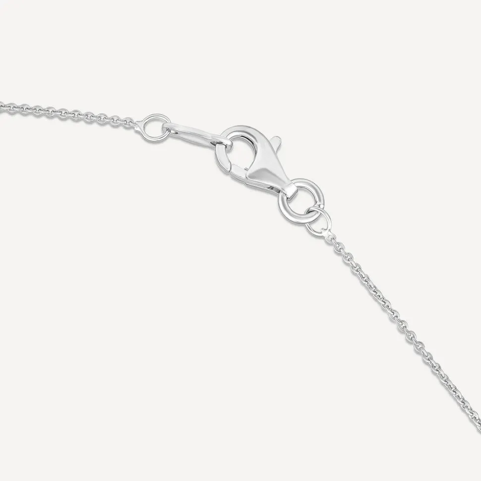 9ct White Gold Double Heart Diamond Set Necklet