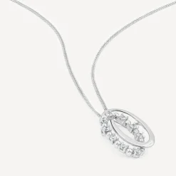 9ct White Gold Double Oval Cubic Zirconia Set Pendant