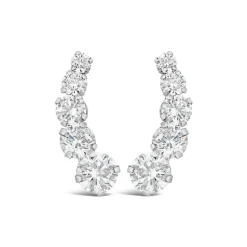 9ct White Gold Five Cubic Zirconia Climber Stud Earrings