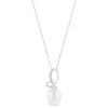 9ct White Gold Freshwater Pearl and 0.01ct Diamond Bow Top Pendant